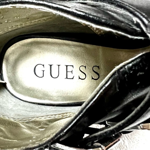 GUESS WgStella2 Y2K black leather buckle heeled booties size 5.5 - Picture 8 of 9